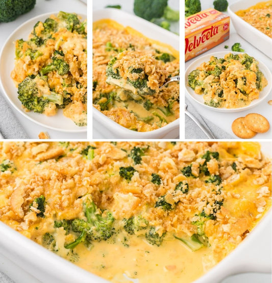 Broccoli Velveeta Casserole with Ritz Crackers