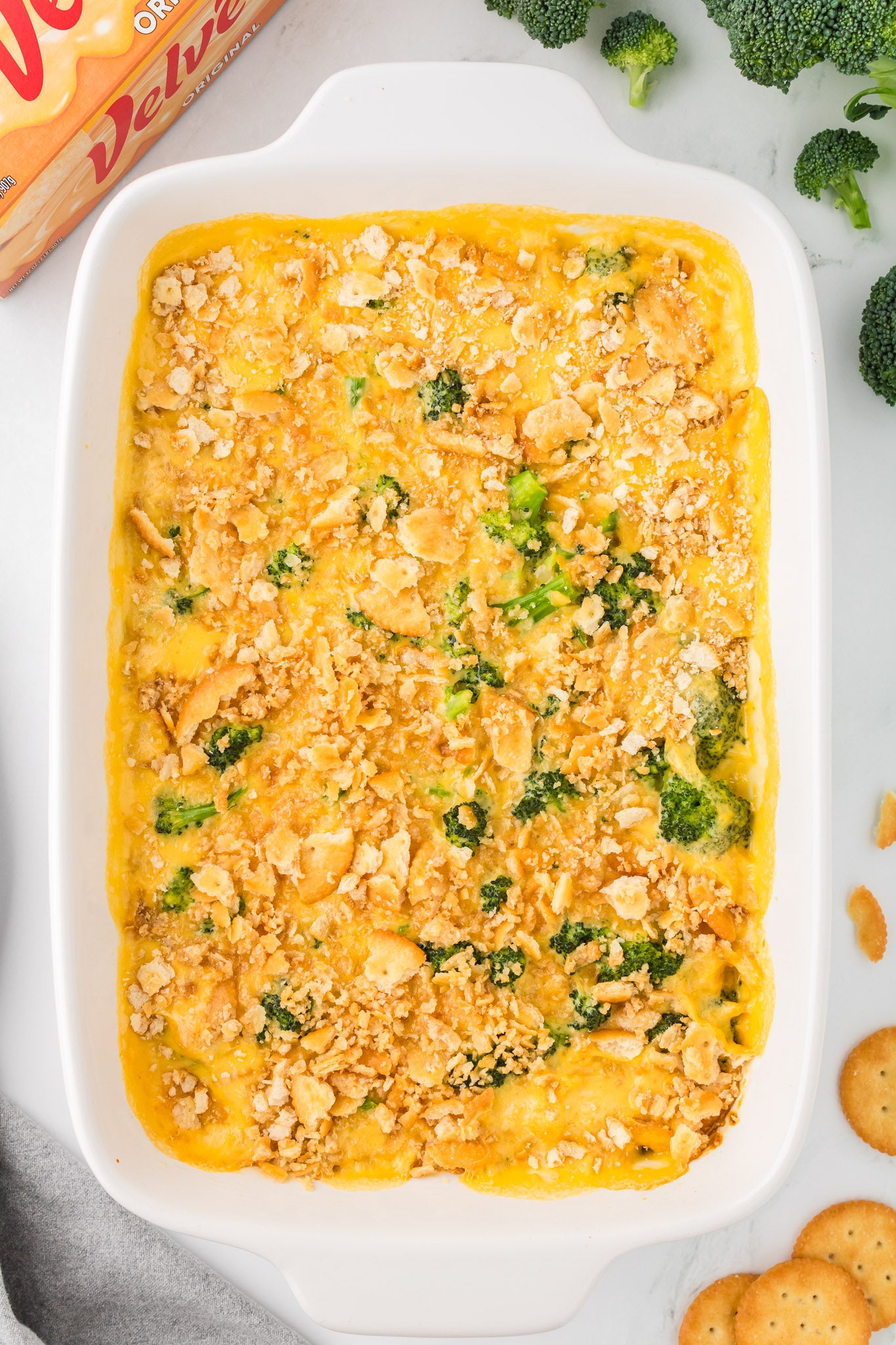 Broccoli Velveeta Casserole with Ritz Crackers