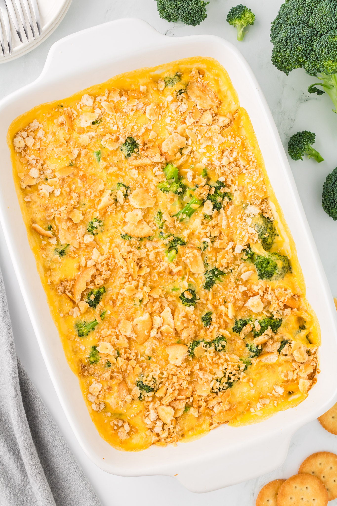 Broccoli Velveeta Casserole with Ritz Crackers