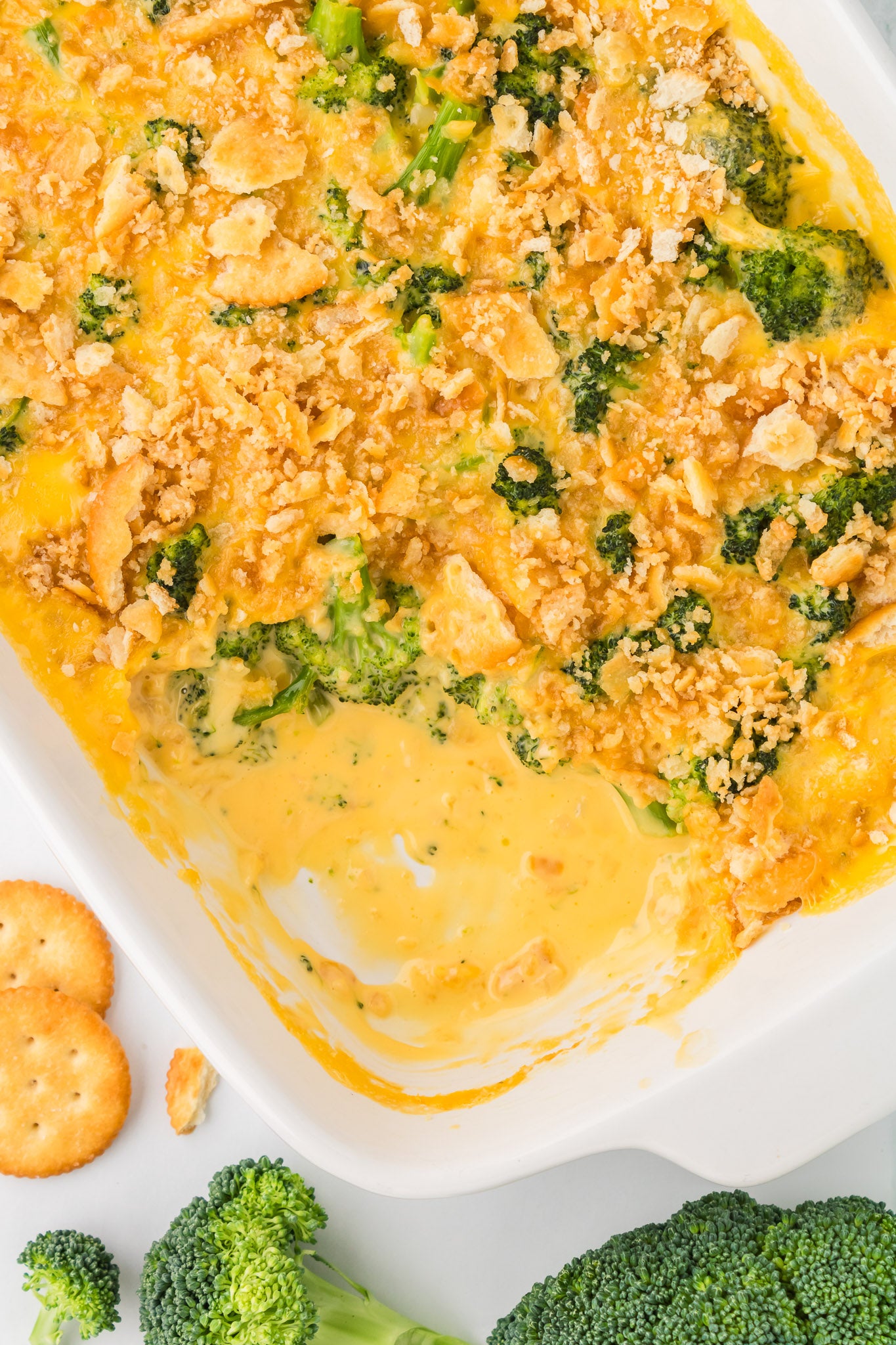 Broccoli Velveeta Casserole with Ritz Crackers