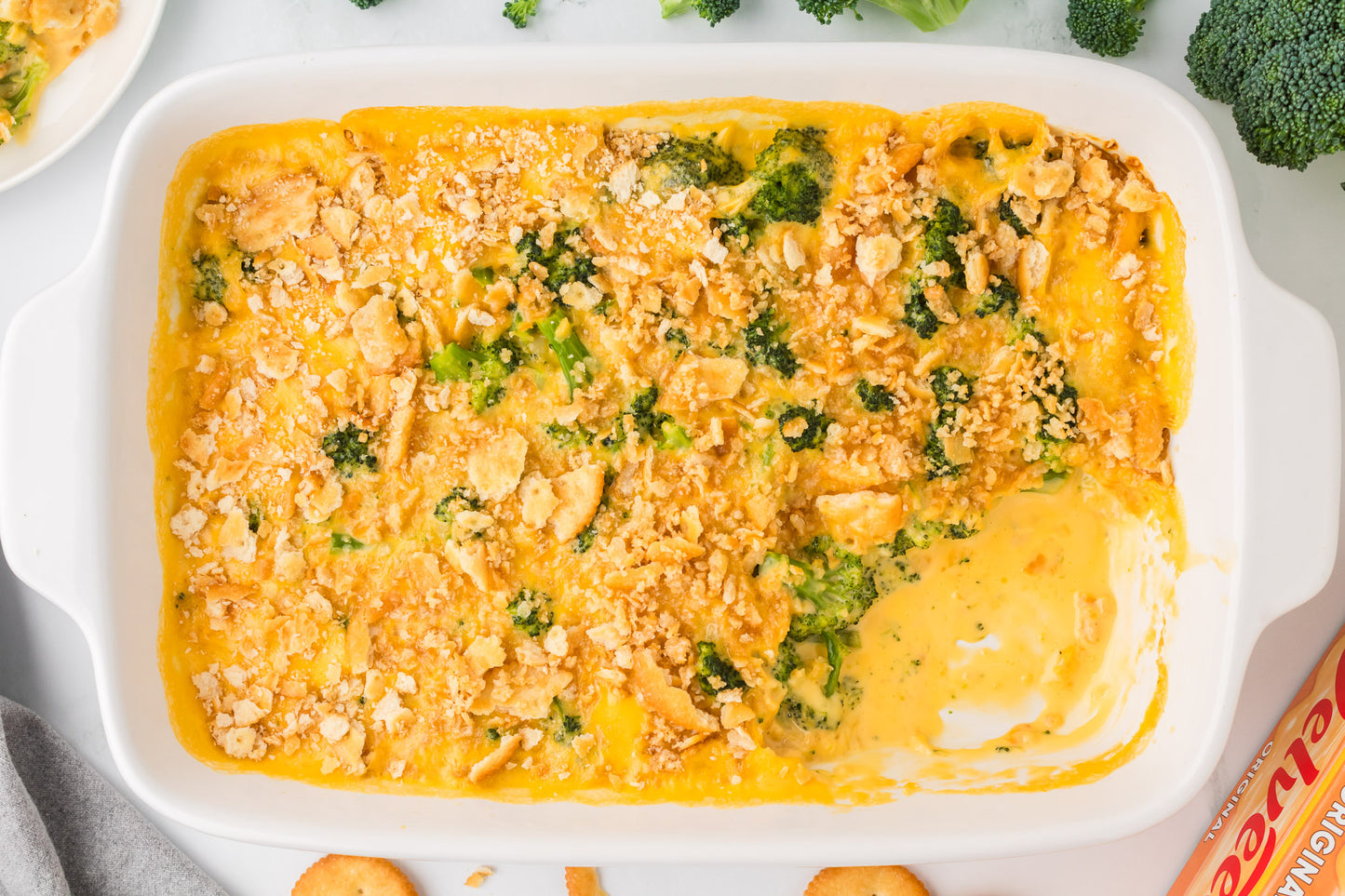 Broccoli Velveeta Casserole with Ritz Crackers