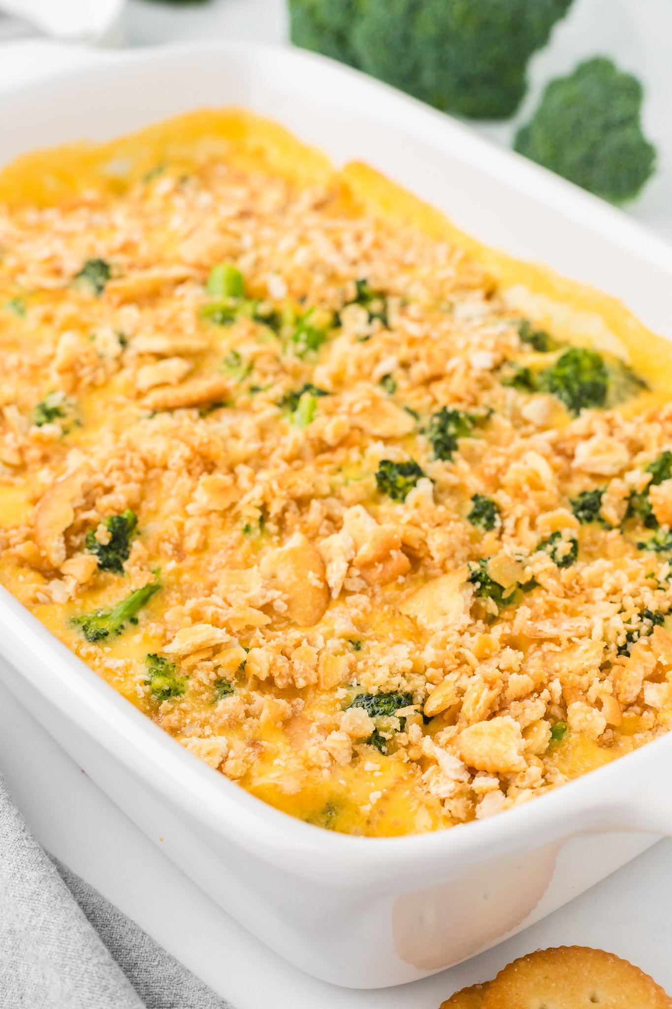 Broccoli Velveeta Casserole with Ritz Crackers