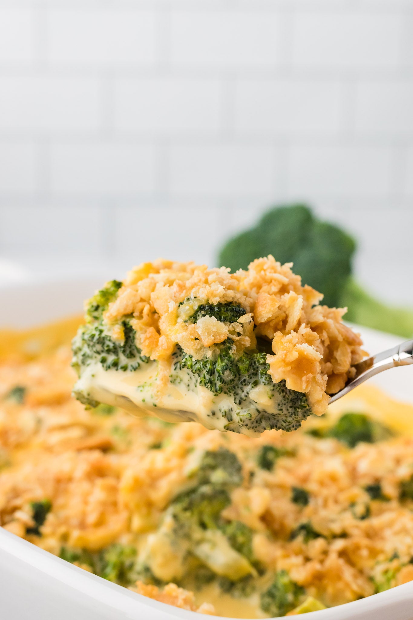 Broccoli Velveeta Casserole with Ritz Crackers