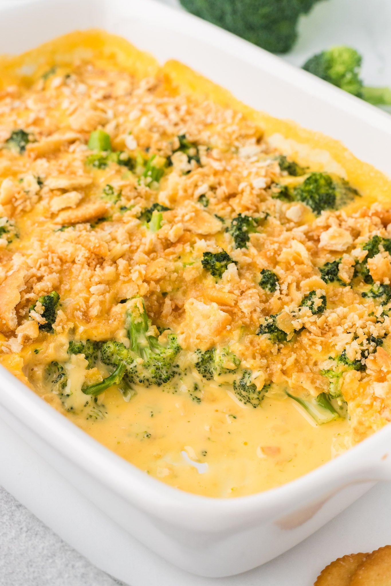 Broccoli Velveeta Casserole with Ritz Crackers
