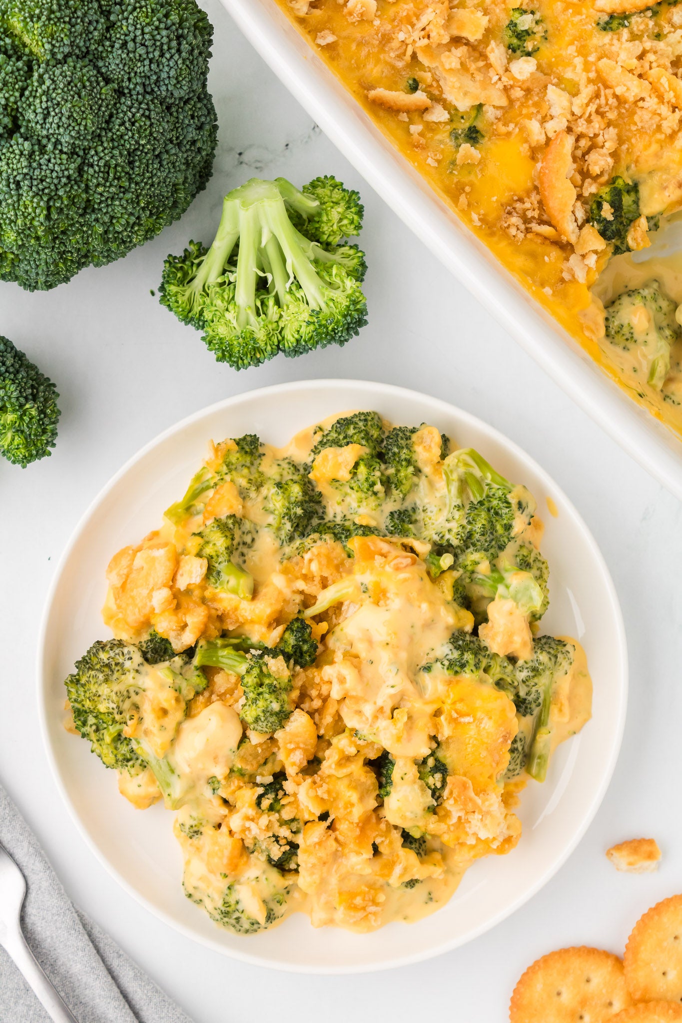 Broccoli Velveeta Casserole with Ritz Crackers