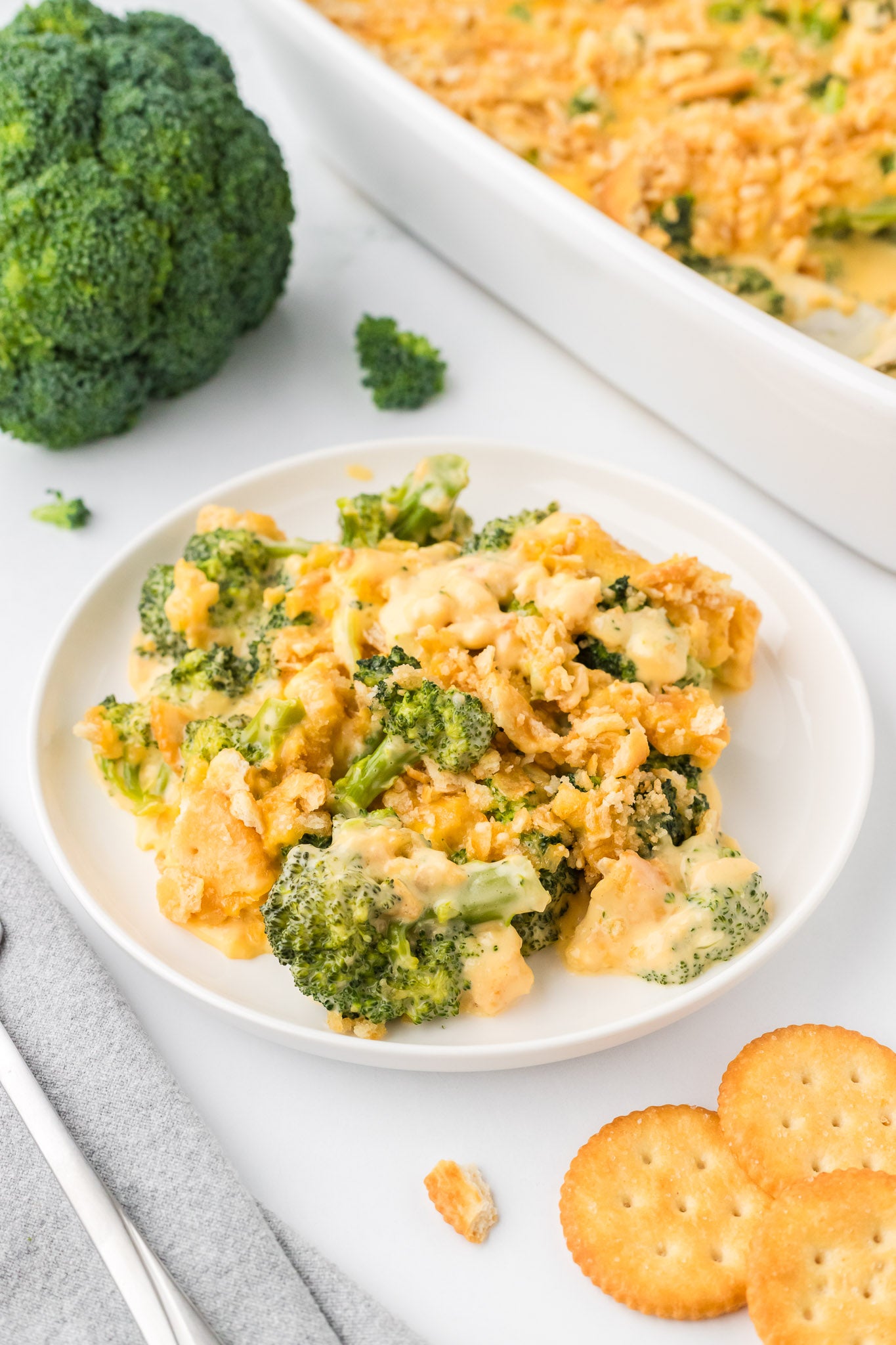 Broccoli Velveeta Casserole with Ritz Crackers