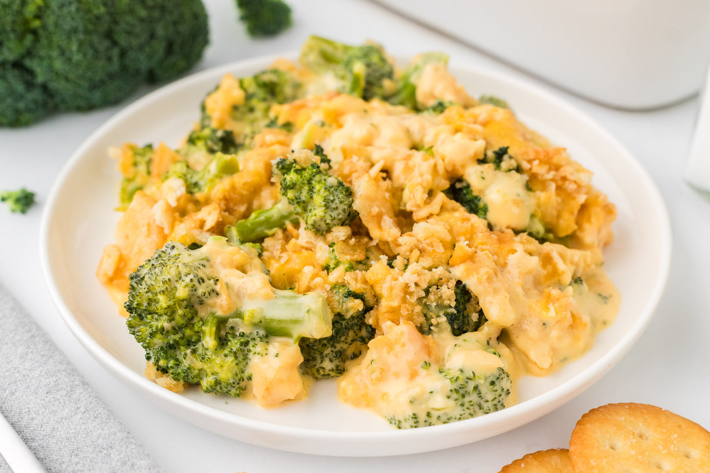 Broccoli Velveeta Casserole with Ritz Crackers