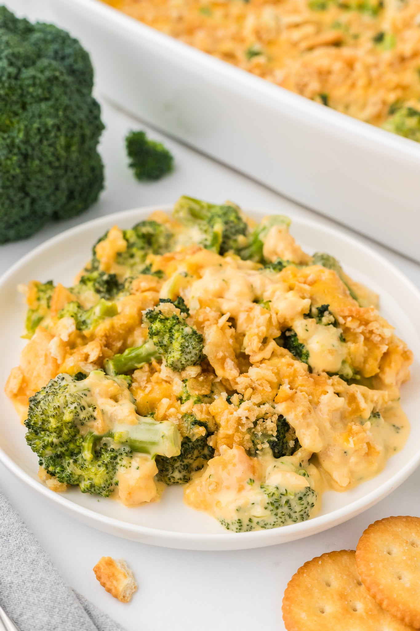 Broccoli Velveeta Casserole with Ritz Crackers