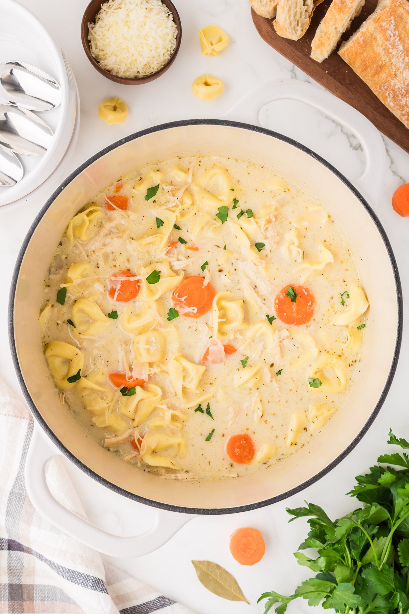 Creamy Chicken and Tortellini Soup