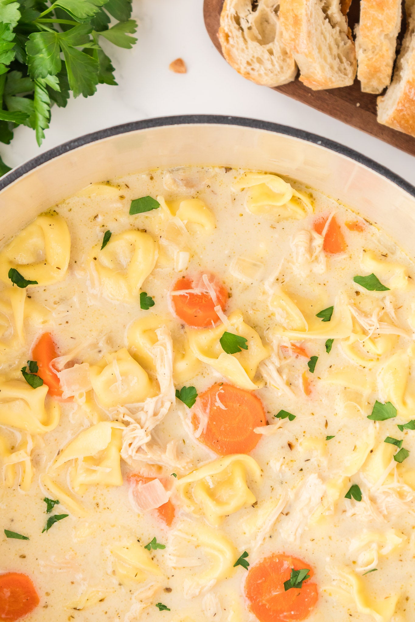 Creamy Chicken and Tortellini Soup