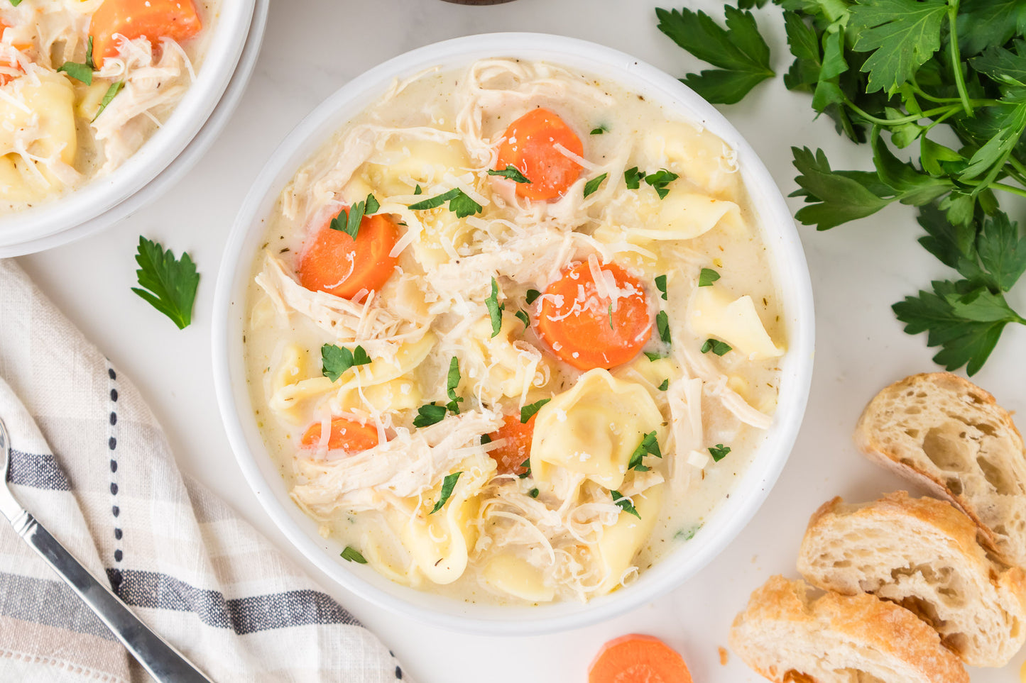 Creamy Chicken and Tortellini Soup