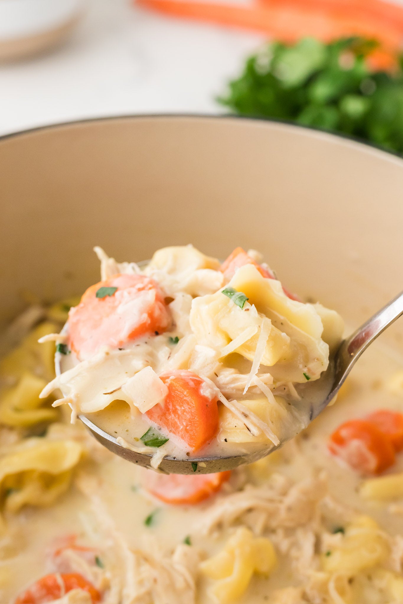 Creamy Chicken and Tortellini Soup