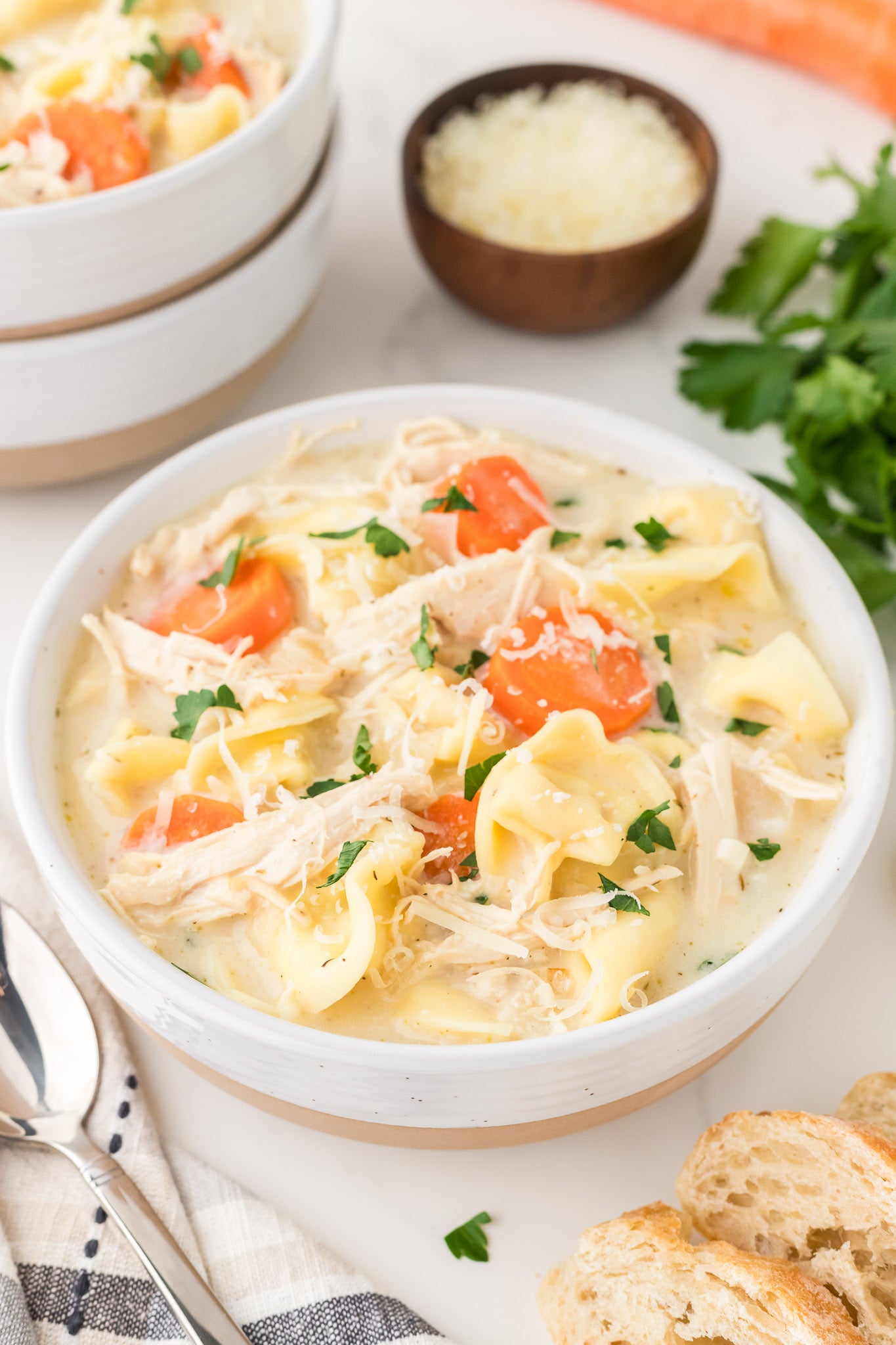 Creamy Chicken and Tortellini Soup