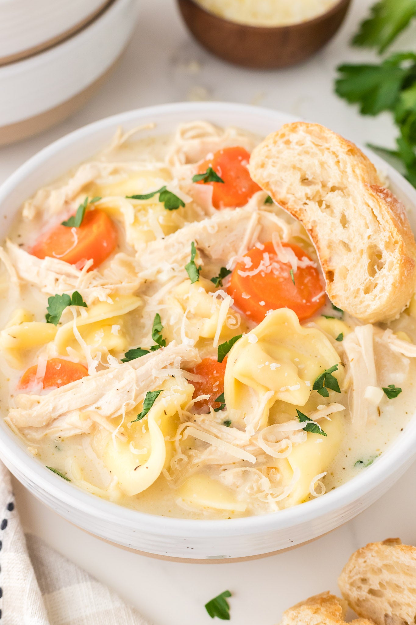 Creamy Chicken and Tortellini Soup