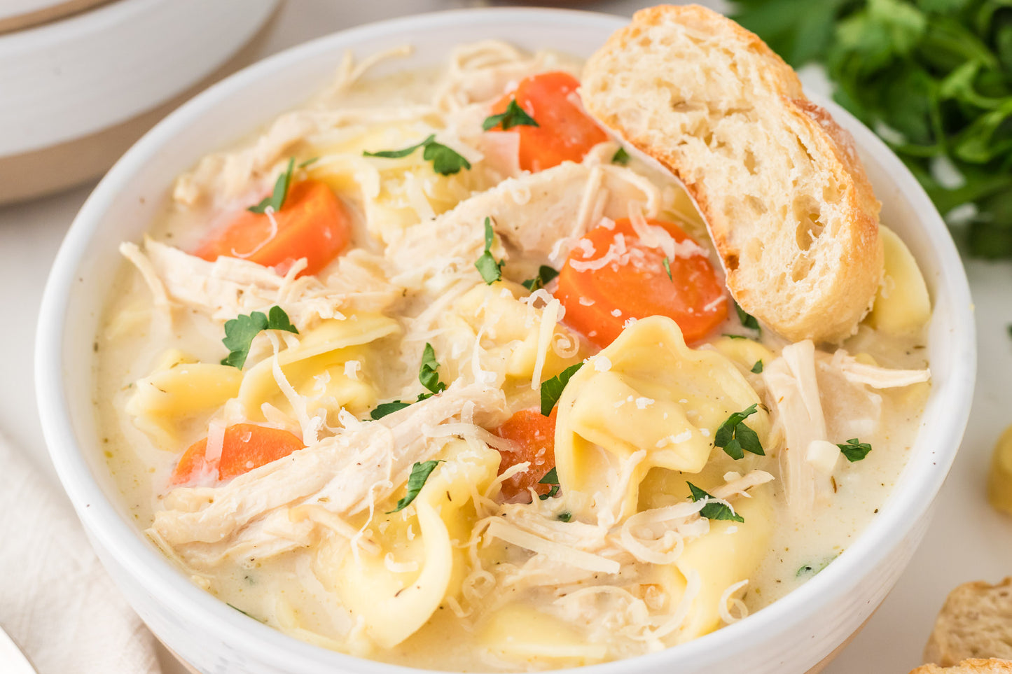 Creamy Chicken and Tortellini Soup