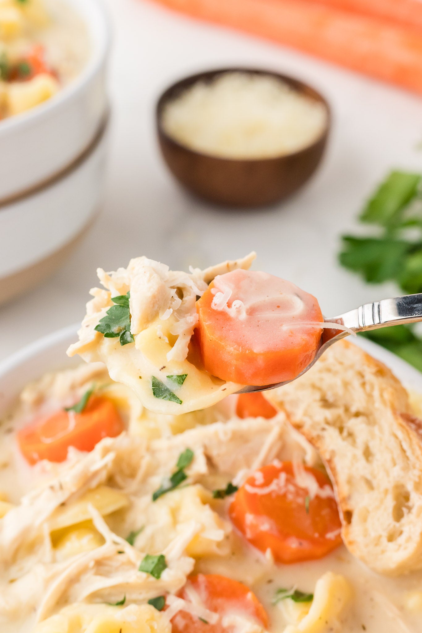 Creamy Chicken and Tortellini Soup