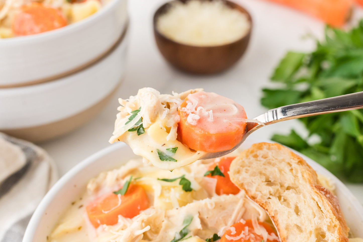 Creamy Chicken and Tortellini Soup