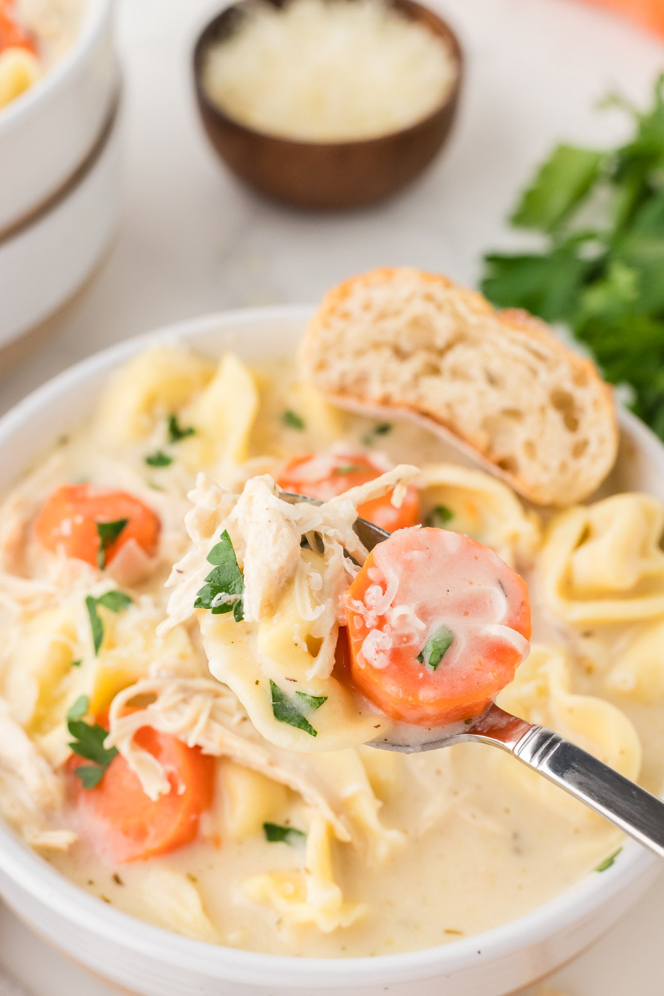 Creamy Chicken and Tortellini Soup