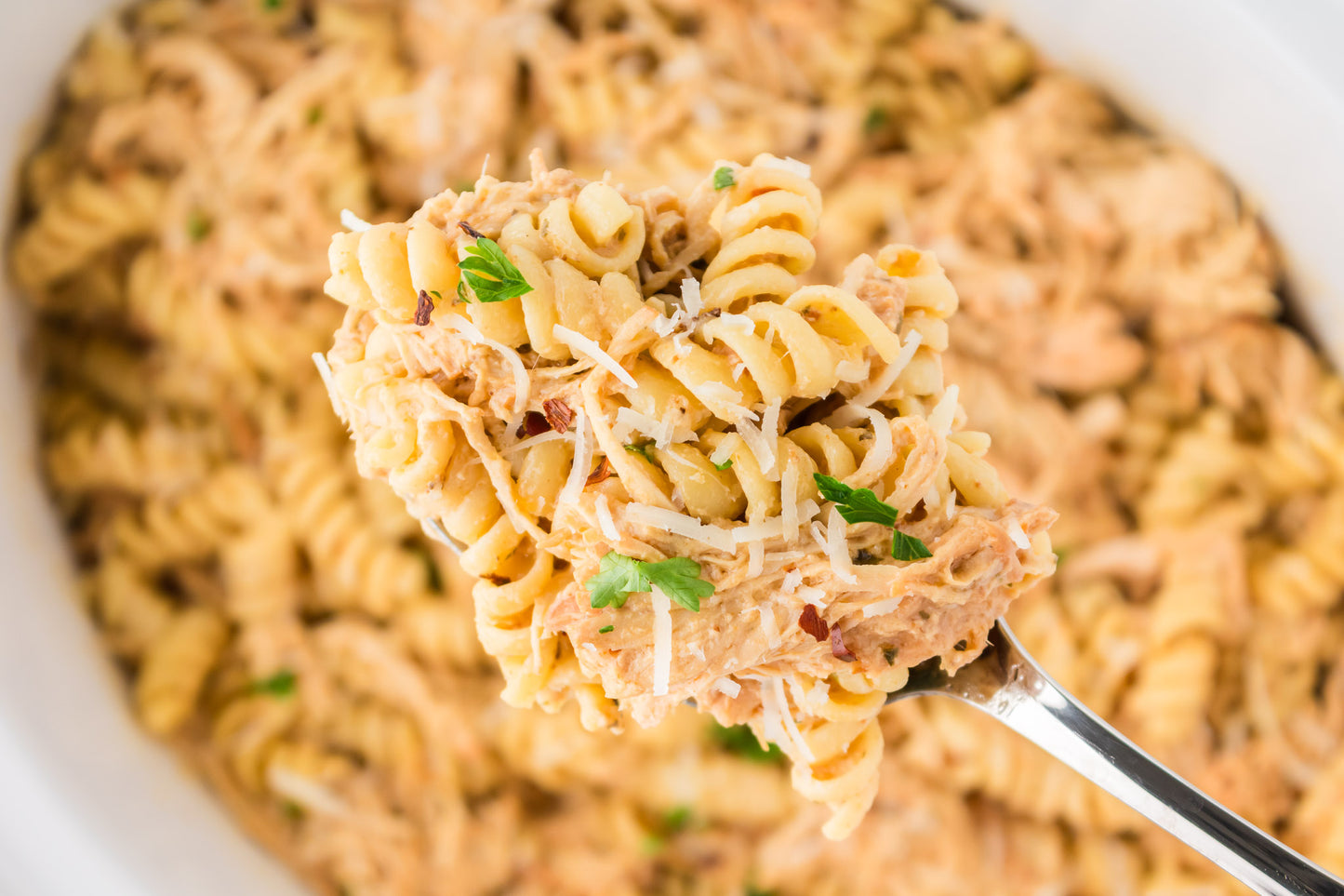 Crock Pot Garlic Parmesan Chicken Pasta