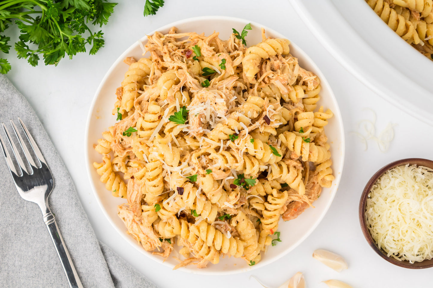 Crock Pot Garlic Parmesan Chicken Pasta