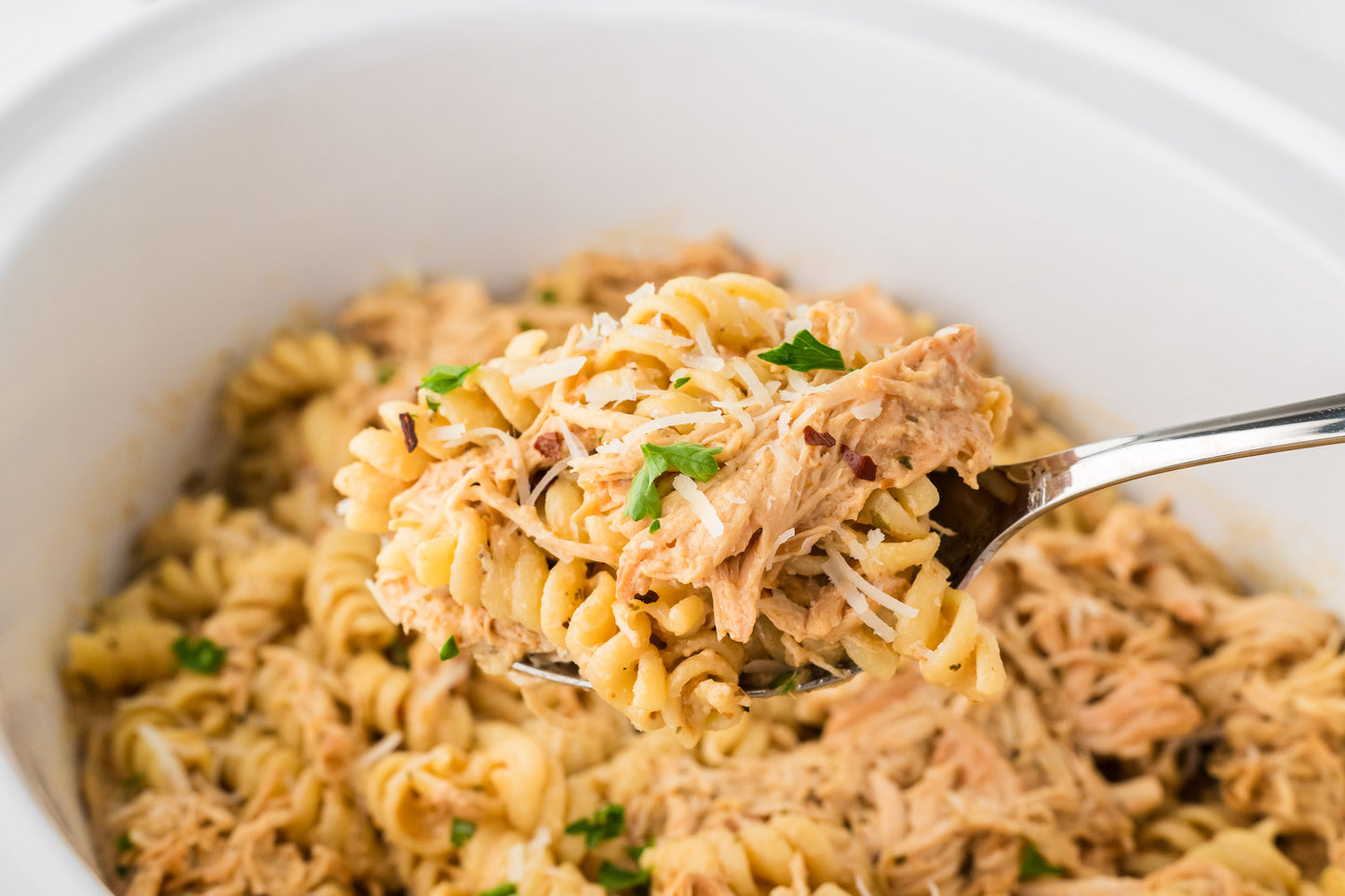 Crock Pot Garlic Parmesan Chicken Pasta