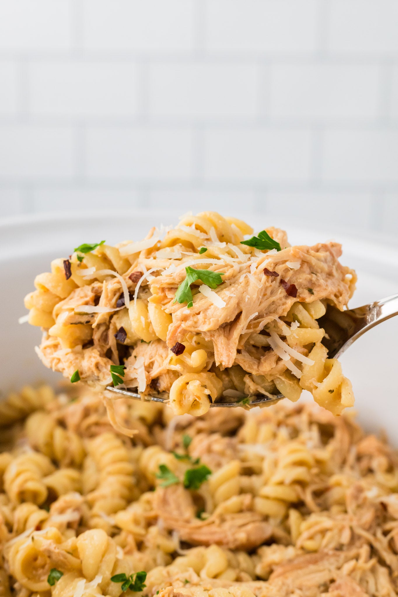 Crock Pot Garlic Parmesan Chicken Pasta