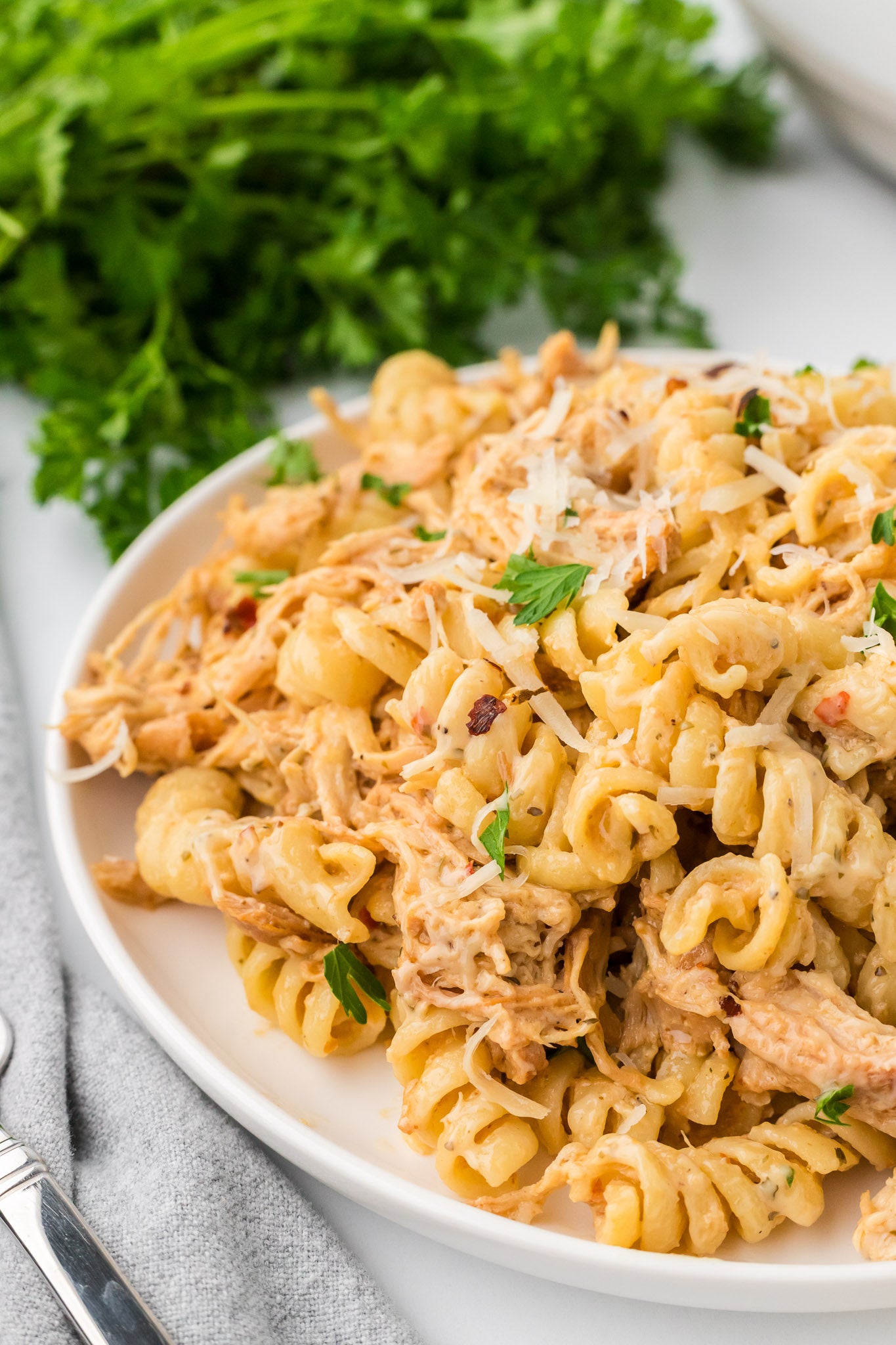 Crock Pot Garlic Parmesan Chicken Pasta